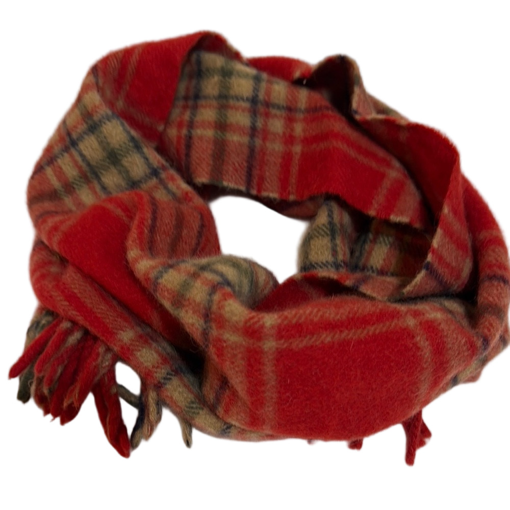Red and Tan Plaid Scarf for Pets